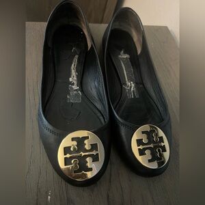 Tory Burch Black Leather Ballet Flats size 10
